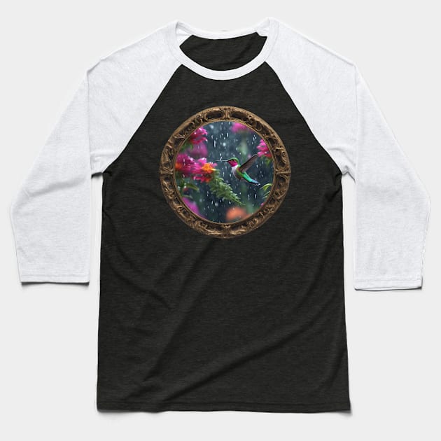 Framed Hummingbird 002 Baseball T-Shirt by PDA Southend